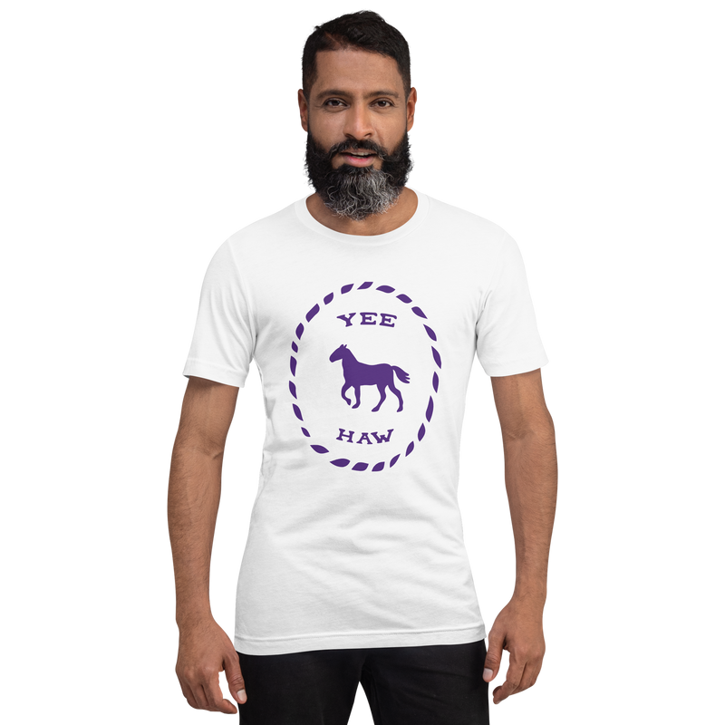 T-shirt med bild texten "YEE HAW"