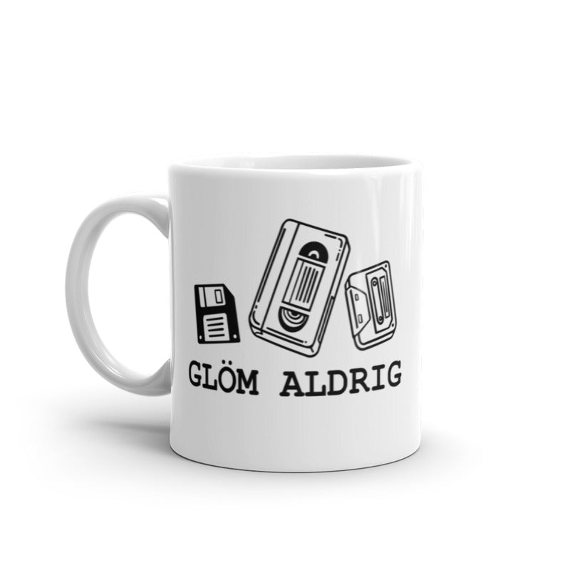 Porslinsmugg med texten "Glöm aldrig"