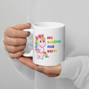 Porslinsmugg med texten "Jag behöver mer kaffe"